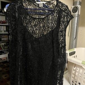 Black shimmering Peter Nygard top